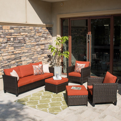 OVIOS 5-piece Patio Furniture Wicker Outdoor High-back Seating Set