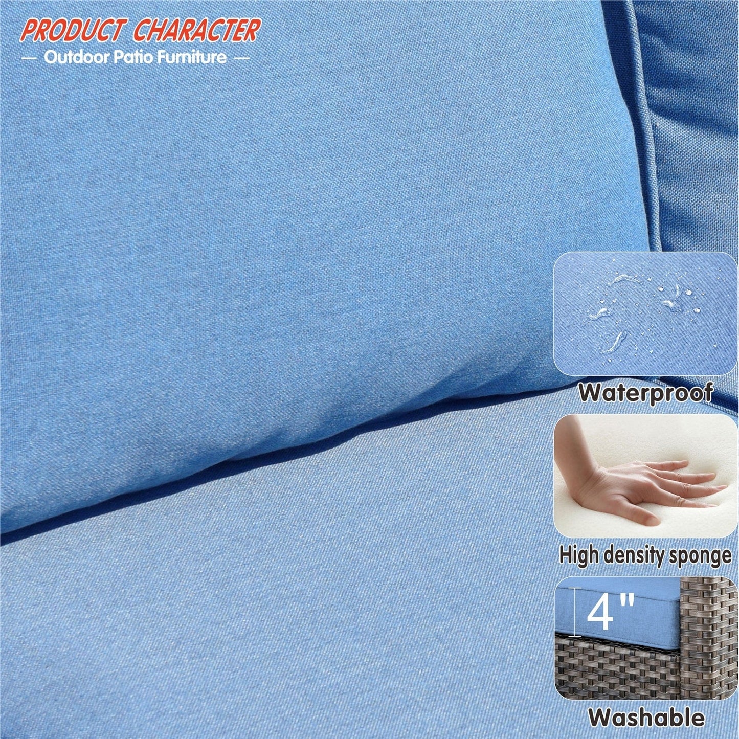 OVIOS 5-piece Patio Furniture Wicker Outdoor High-back Seating Set