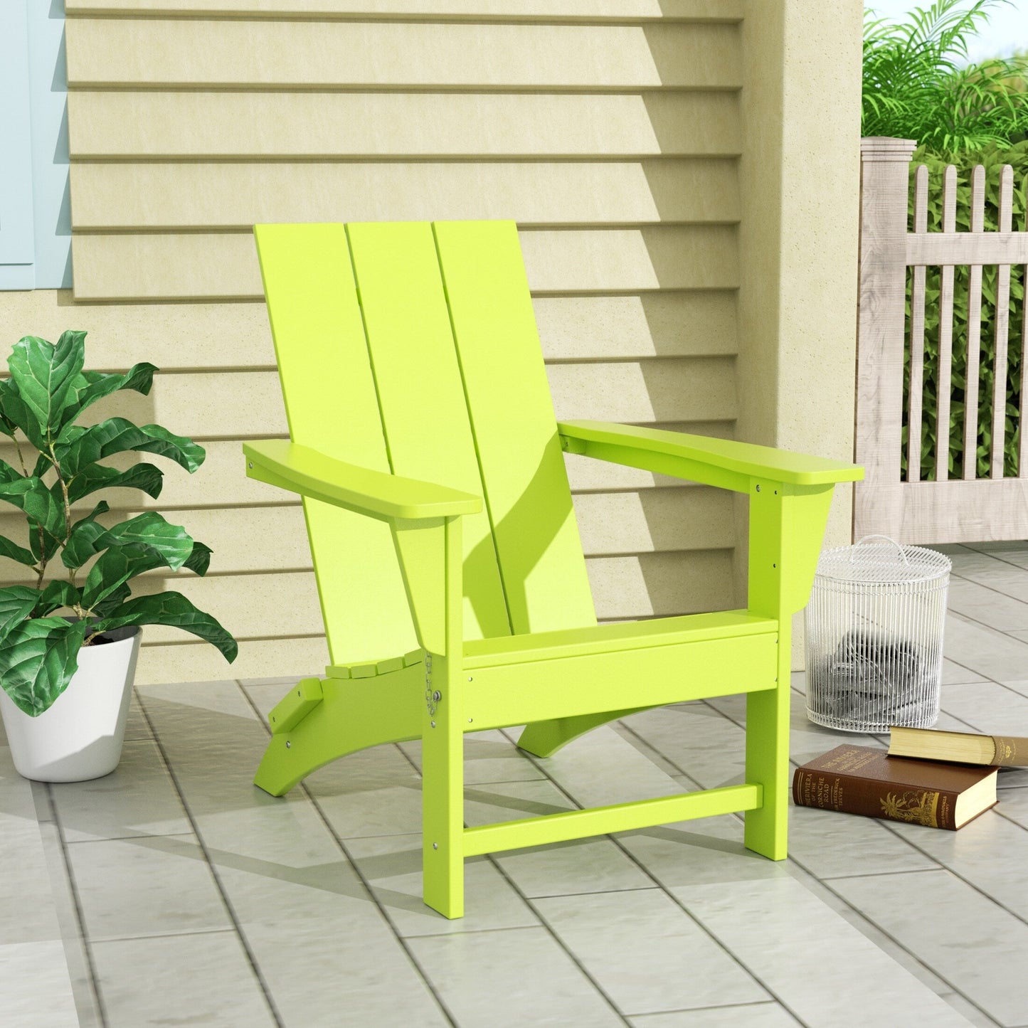 Polytrends Shoreside Modern Eco-Friendly All Weather Commercial-Residential Folding Adirondack Chair