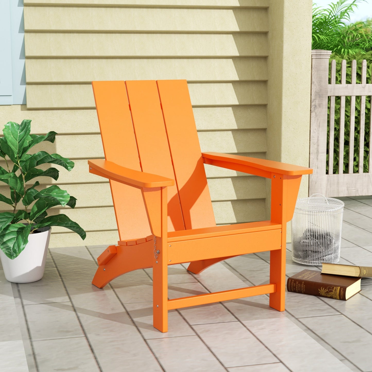 Polytrends Shoreside Modern Eco-Friendly All Weather Commercial-Residential Folding Adirondack Chair