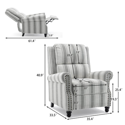 Manual Pushback Recliner Chairs with Nailhead Trim