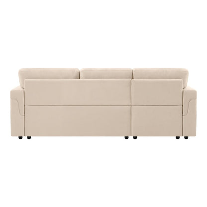 Reversible Sectional Sofa with Pull-Out Sleeper Bed, Hidden Storage Chaise, Durable Legs,