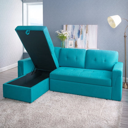 Reversible Sectional Sofa with Pull-Out Sleeper Bed, Hidden Storage Chaise, Durable Legs,