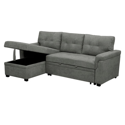 Reversible Sectional Sofa with Pull-Out Sleeper Bed, Hidden Storage Chaise, Durable Legs,