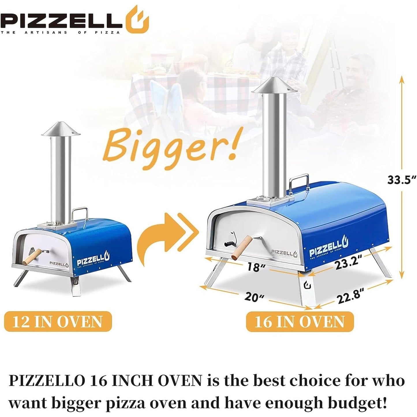 Outdoor Wood Fired Pizza Oven Portable Pizza Oven with Pizze Peel, Carry Bag - 16 inch