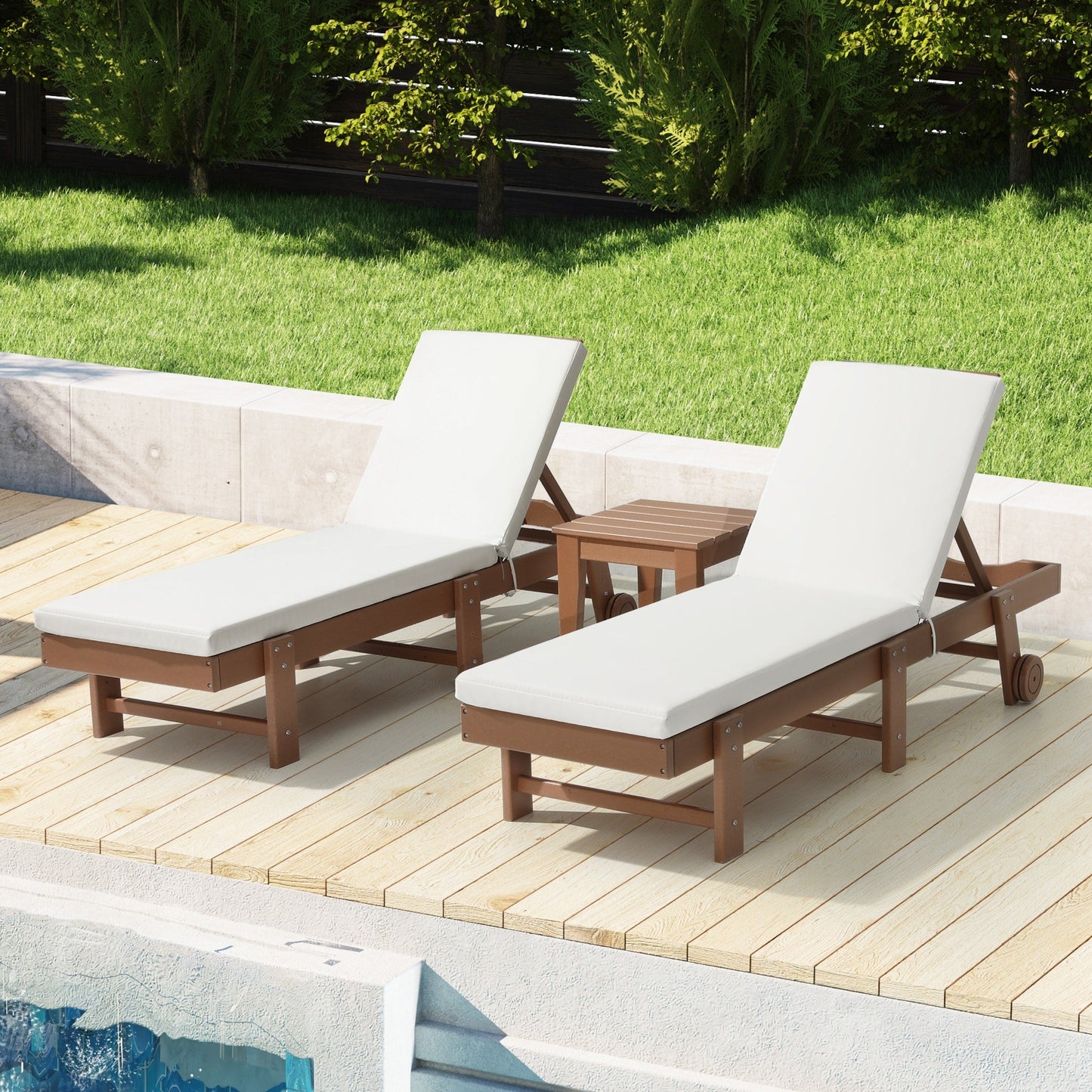 Polytrends Fading Free All Weather Outdoor Patio Chaise Lounge Cushions - (Set of 2)