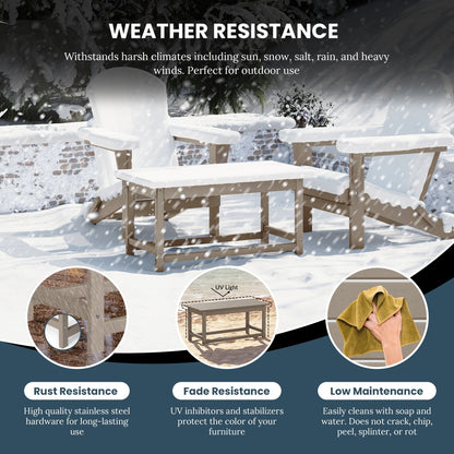 Polytrends Laguna Hdpe All Weather Outdoor Patio Rectangular Coffee Table