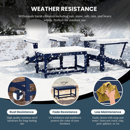 Polytrends Laguna Hdpe All Weather Outdoor Patio Rectangular Coffee Table