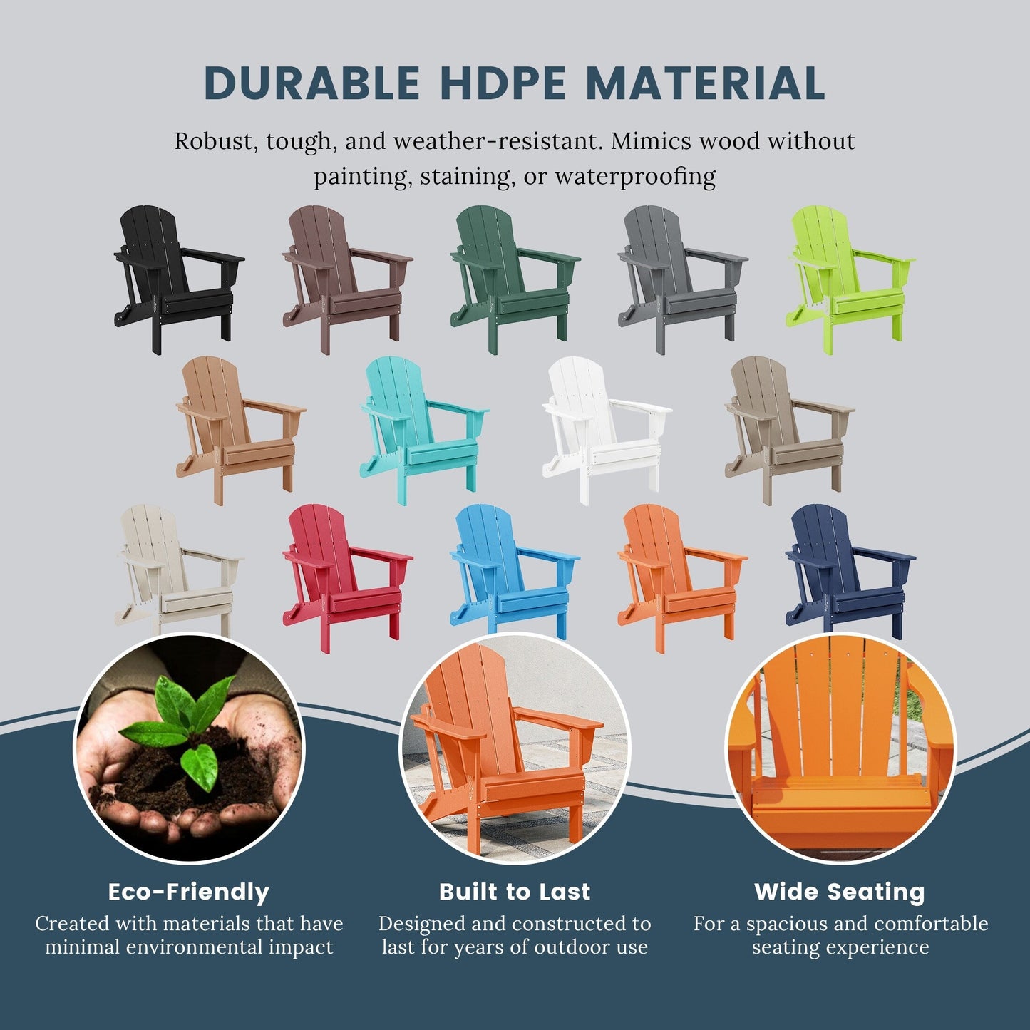 Polytrends Laguna Weather Resistant Outdoor Patio Folding Adirondack Chairs (Set of 2)