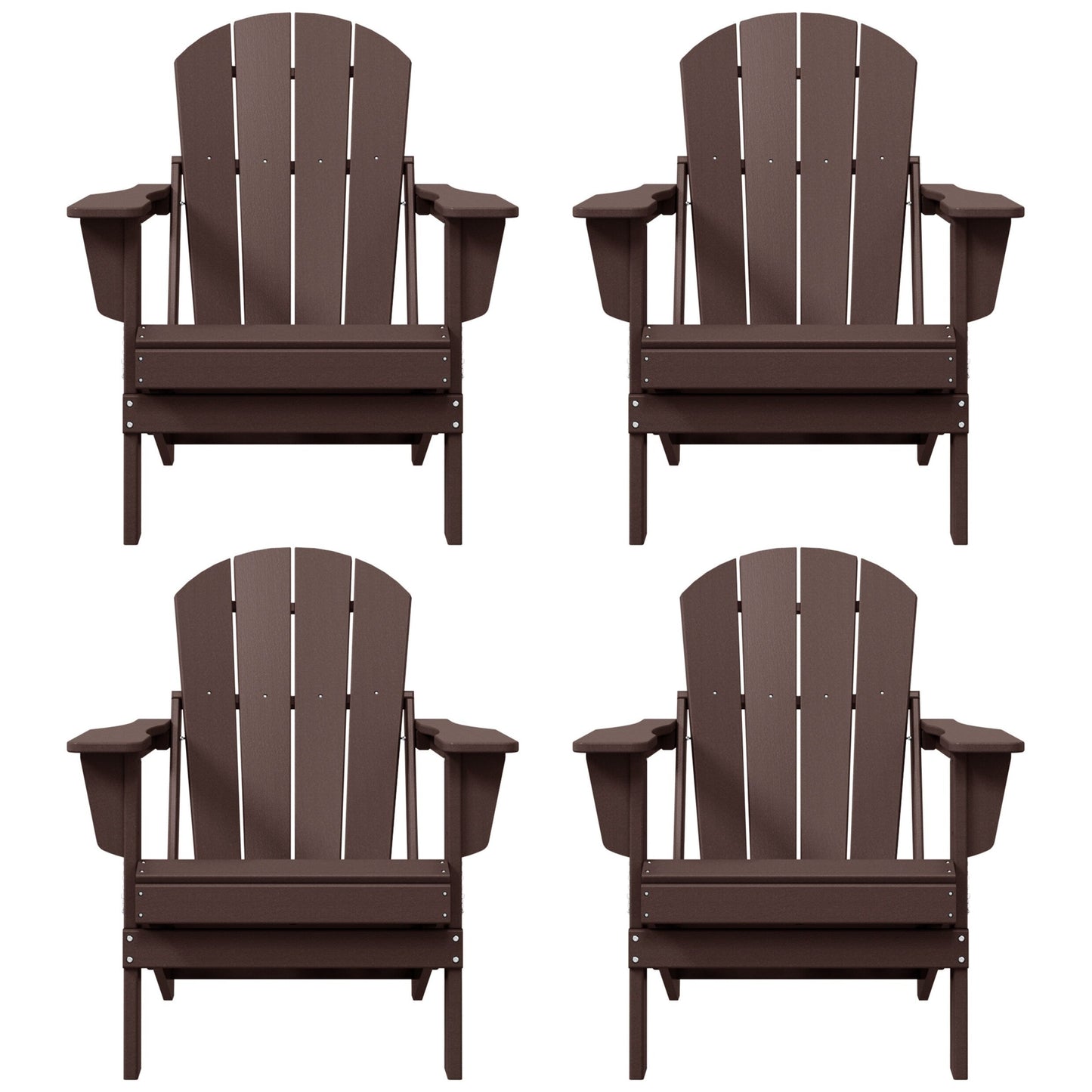 Polytrends Laguna Weather Resistant Outdoor Patio Folding Adirondack Chairs (Set of 4)