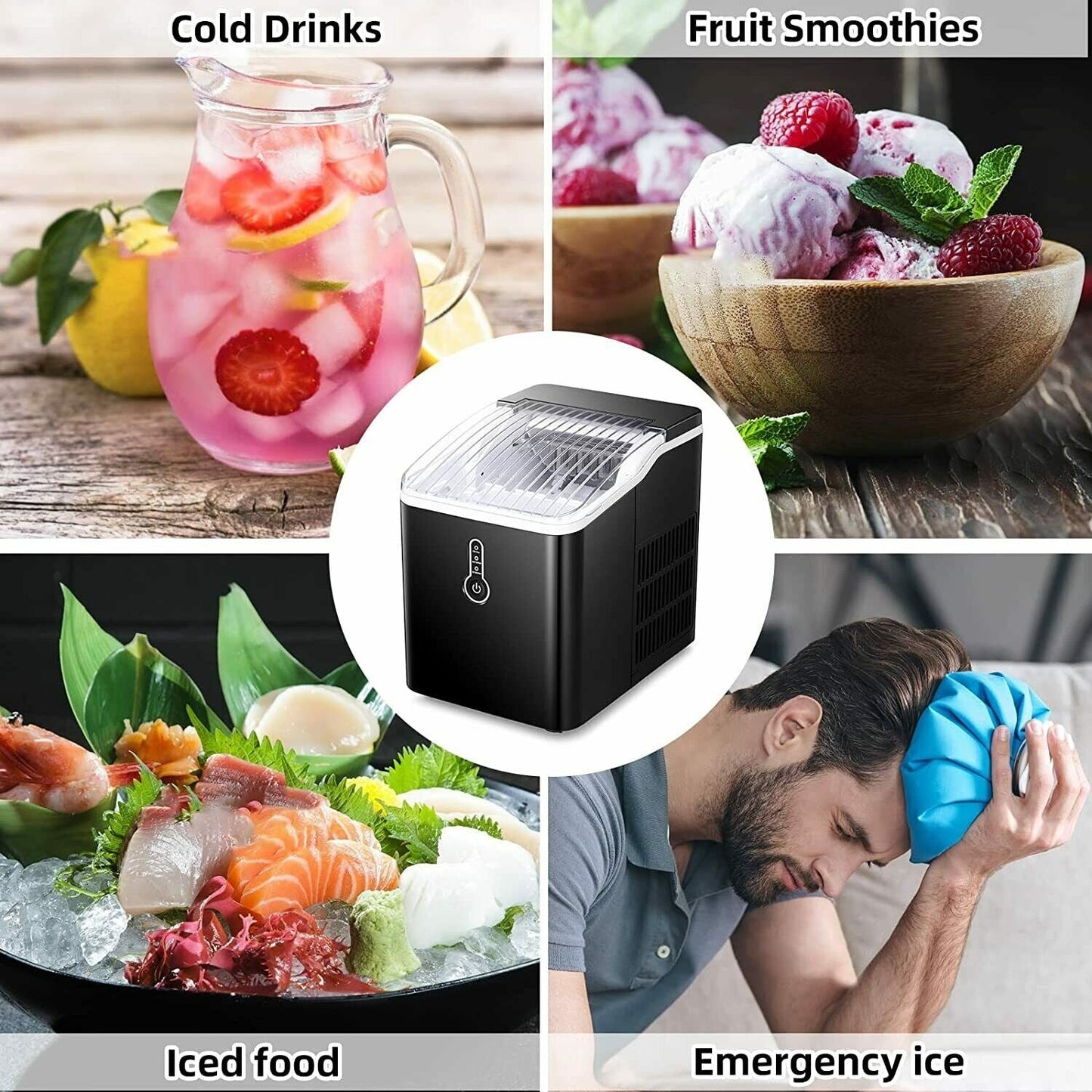 Portable Countertop Ice Maker Machine，26Lbs/24H， Self-Cleaning Home, Low Noise