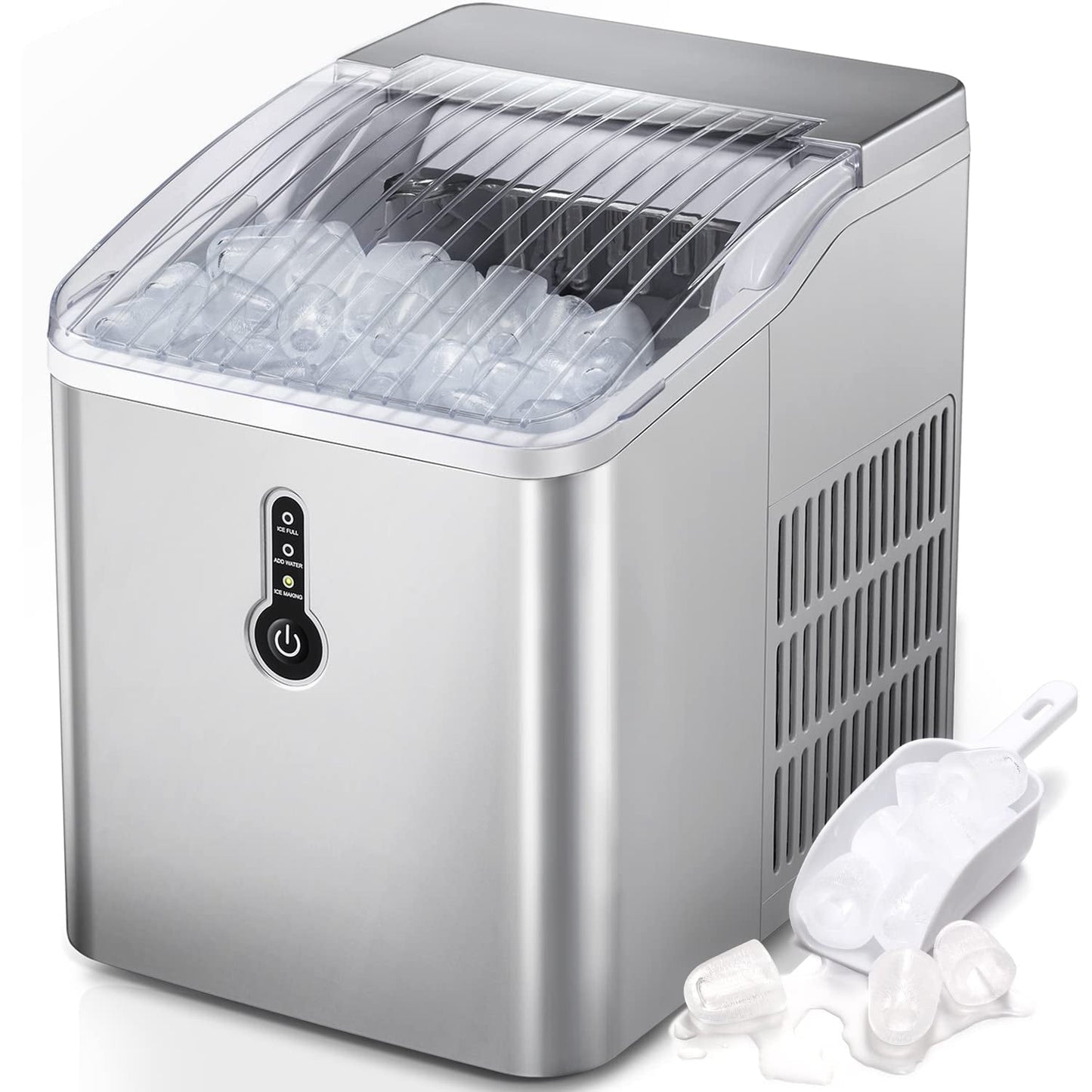 Portable Countertop Ice Maker Machine，26Lbs/24H， Self-Cleaning Home, Low Noise