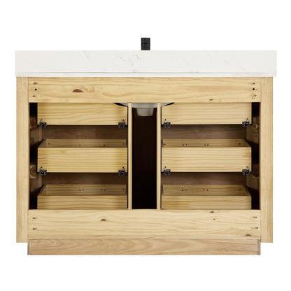 Porto Bath Vanity with White Quartz Stone Top without Mirror