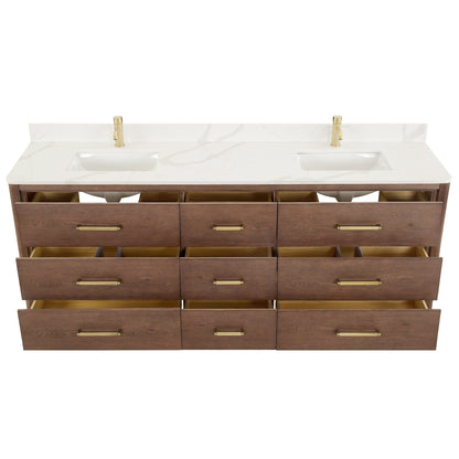 Porto Bath Vanity with White Quartz Stone Top without Mirror