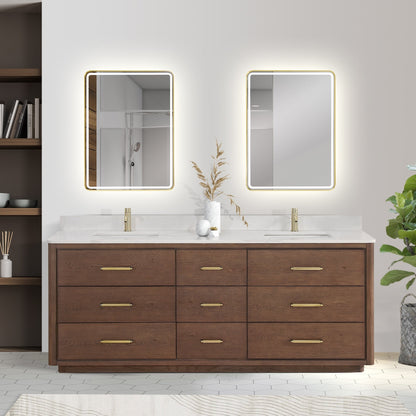 Porto Bath Vanity with White Quartz Stone Top without Mirror