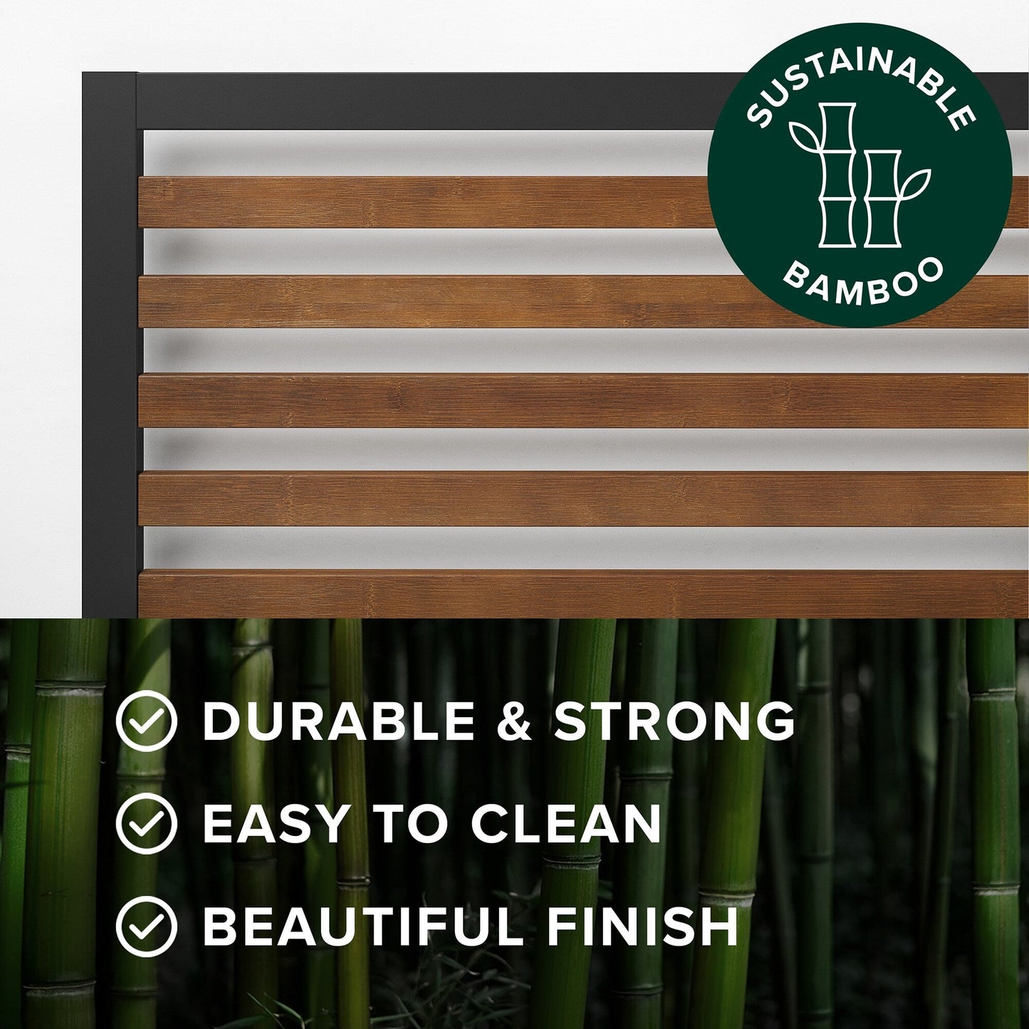 Priage by ZINUS Brown Bamboo and Metal Platform Bed Frame