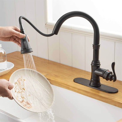 Pull Down Kitchen Faucet Single Handle Modern One Hole Kitchen Sink Faucets With Pull Down Sprayer Basin Tap With Deck Plate