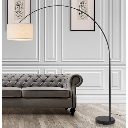 Q-Max 81 Steel Adjustable Arching Floor Lamp With Extra Large Shade and Marble Base