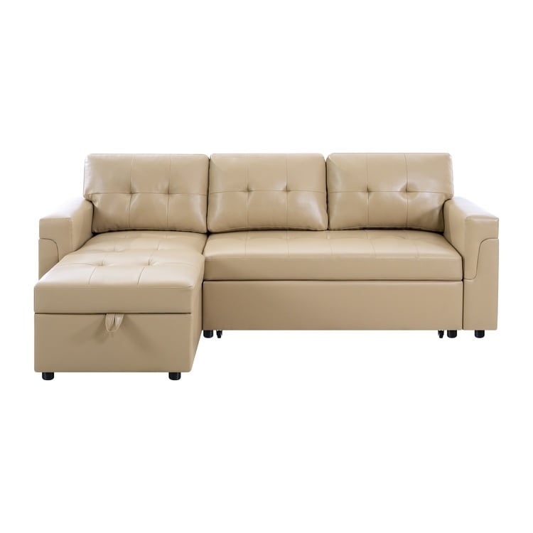 Convertible Reversible Sectional Sofa with Pull-Out Sleeper Bed, Hidden Storage Chaise, and Durable Legs