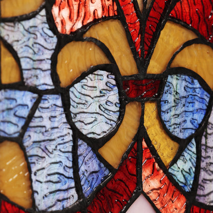 River of Goods Victorian Stained Glass Fleur De Lis Window Panel - 9.5L x 0.25W x 36H