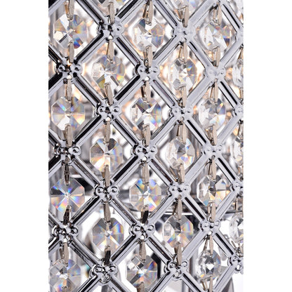 Round Beaded Drum Chandelier with Hanging Crystals