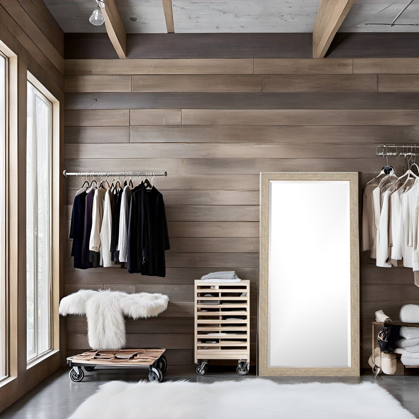 Rustic Full-Length Floor Mirror - 66 x 32 Rectangular Wood Frame Full Body Mirror for Living room, Bedroom