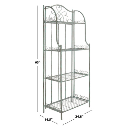 SAFAVIEH Bryn Victorian Wrought Iron 4-Tier Outdoor Bakers Rack - 25 In. W x 15 In. D x 63 In. H - 25W x 15D x 63H