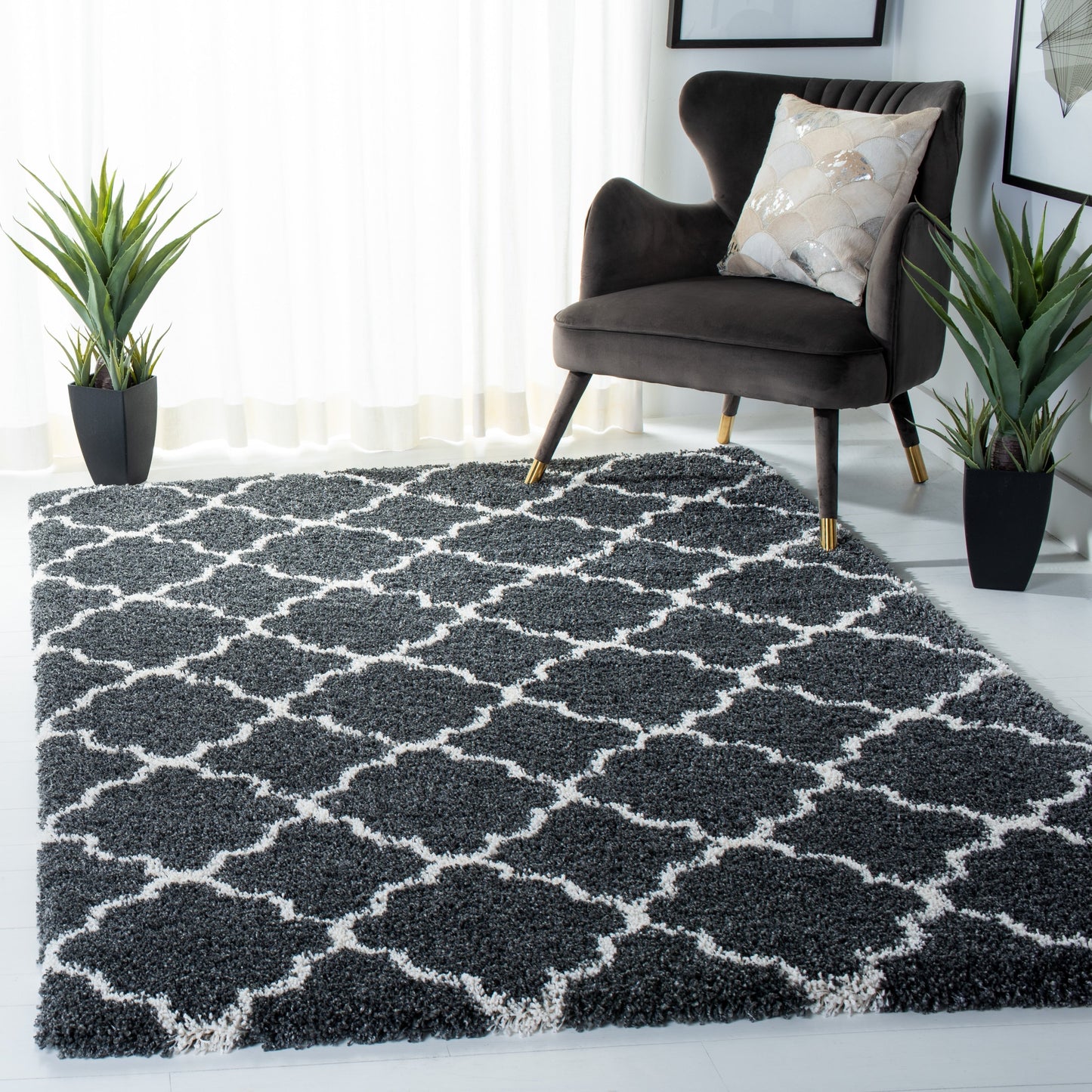 SAFAVIEH Hudson Shag Jeryl Glam Trellis 2-inch Area Rug