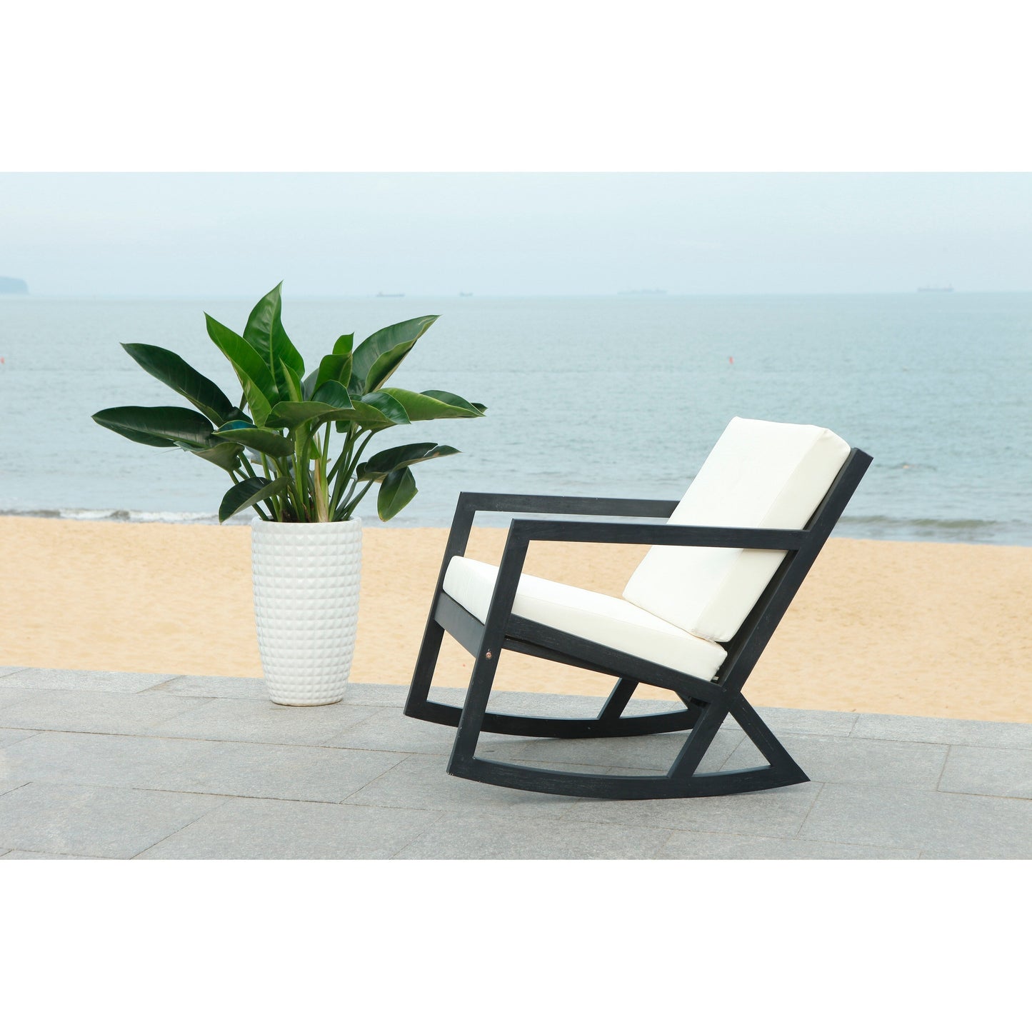 SAFAVIEH Outdoor Makaila Rocking Chair with Cushion - 26W x 31D x 38H