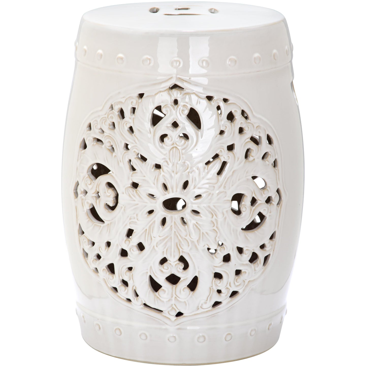 SAFAVIEH Sharareh Antique White Ceramic Decorative Garden Stool