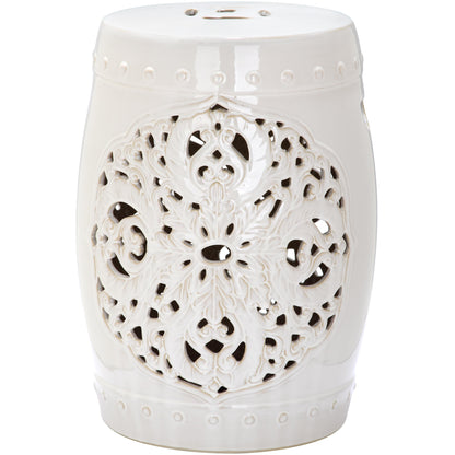 SAFAVIEH Sharareh Antique White Ceramic Decorative Garden Stool