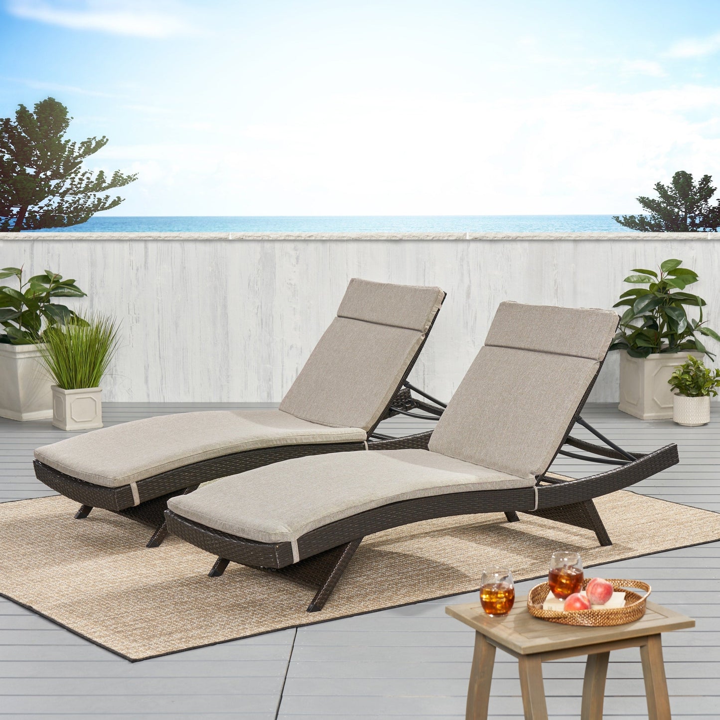 Salem Outdoor Cushion Set for Chaise Lounge - Cushions only (Set of 2) by Christopher Knight Home - 79.25L x 27.50W x 1.50H
