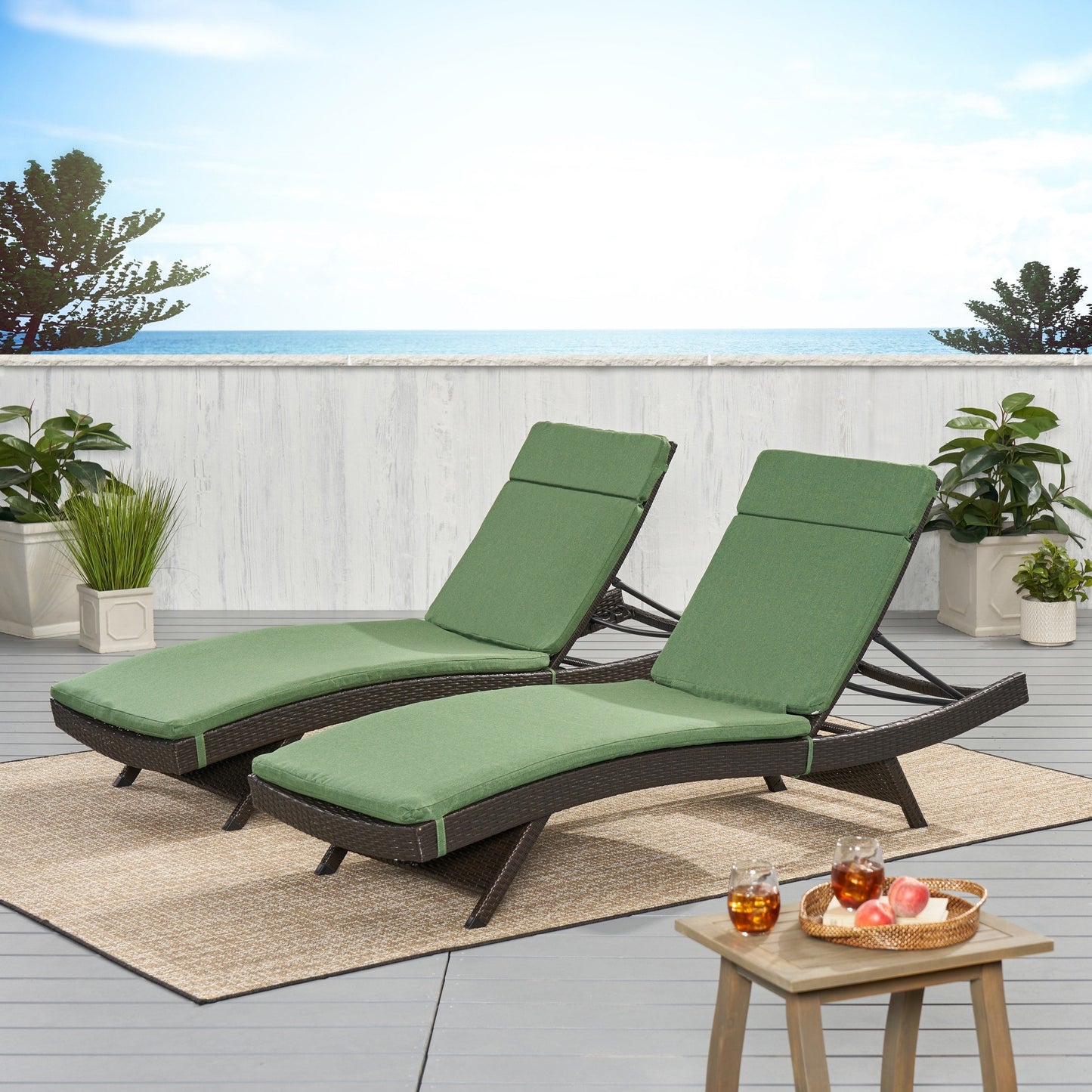 Salem Outdoor Cushion Set for Chaise Lounge - Cushions only (Set of 2) by Christopher Knight Home - 79.25L x 27.50W x 1.50H