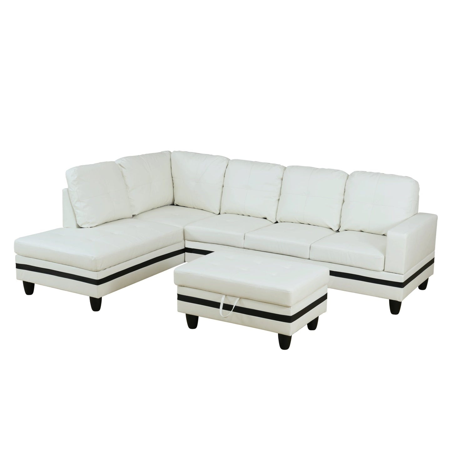 Semi PU Synthetic Leather 3-Piece Couch Living Room Sofa Set