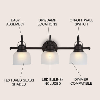 Shirley Metal/Glass LED Vanity Light, by JONATHAN Y