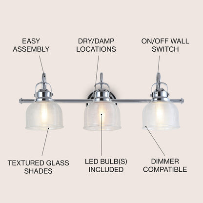 Shirley Metal/Glass LED Vanity Light, by JONATHAN Y