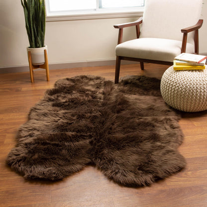 Silver Orchid Parrott Faux Fur Sheepskin Area Rug
