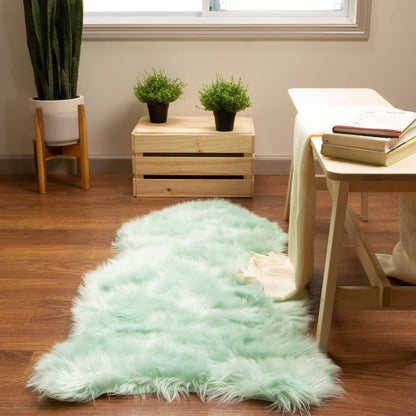 Silver Orchid Parrott Faux Fur Sheepskin Area Rug