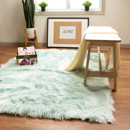 Silver Orchid Parrott Faux Fur Sheepskin Area Rug
