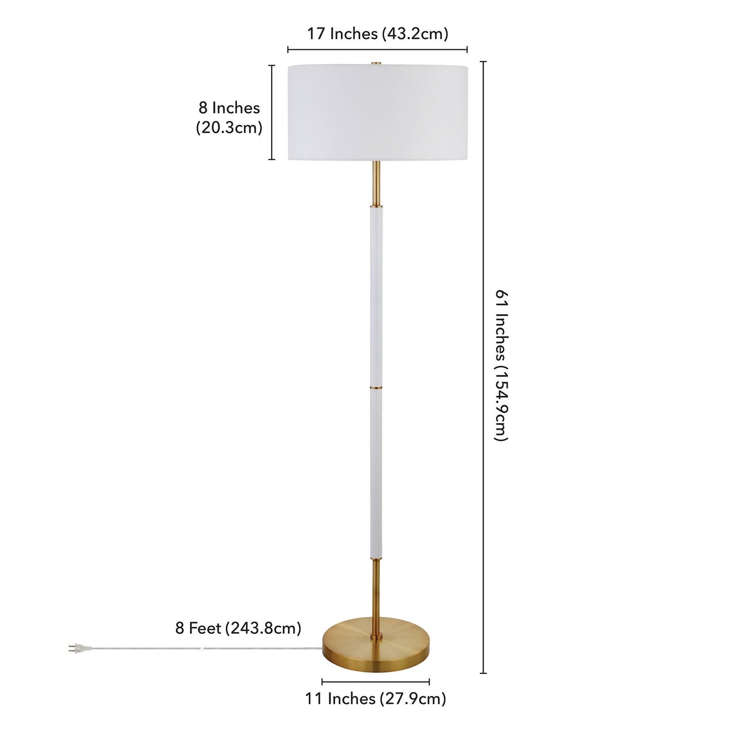 Simone 2-Light Floor Lamp with Fabric Shade