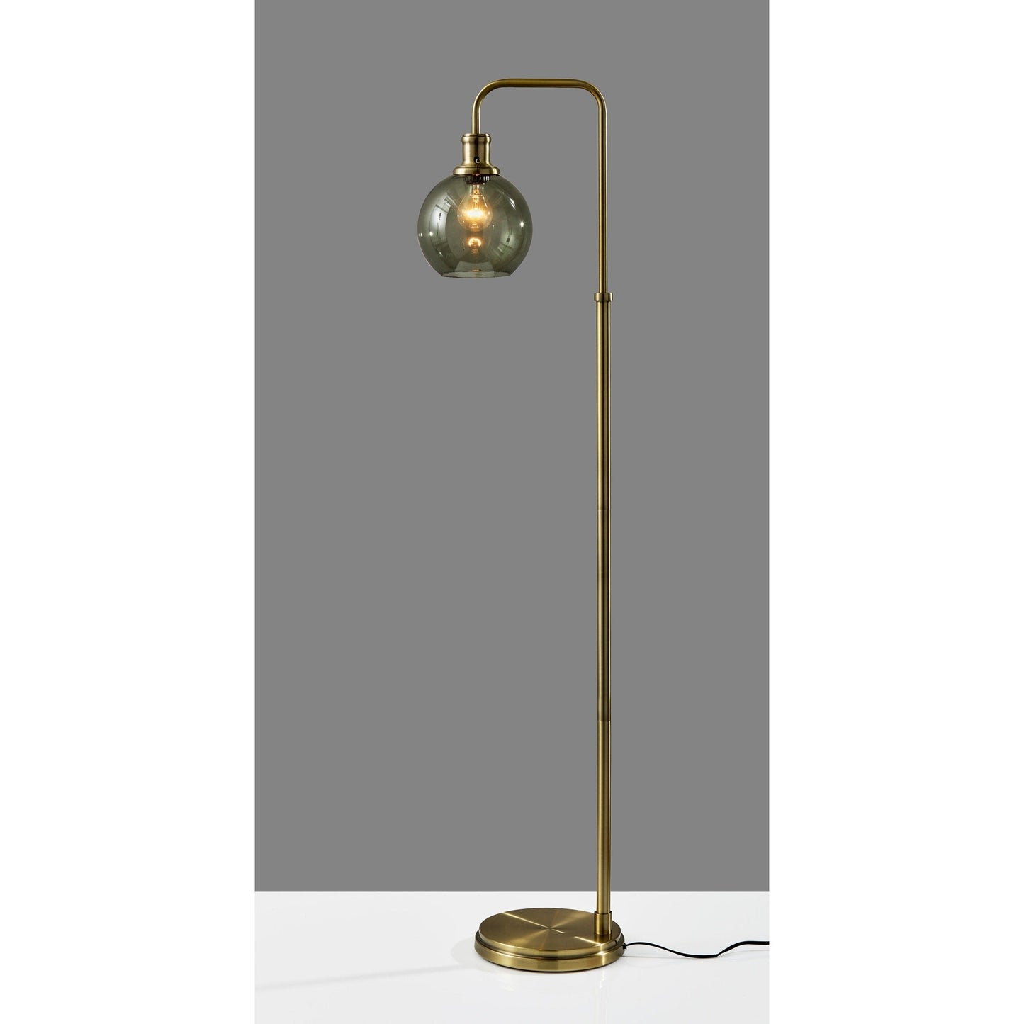 Smoked Glass Floor Lamp - Brass
