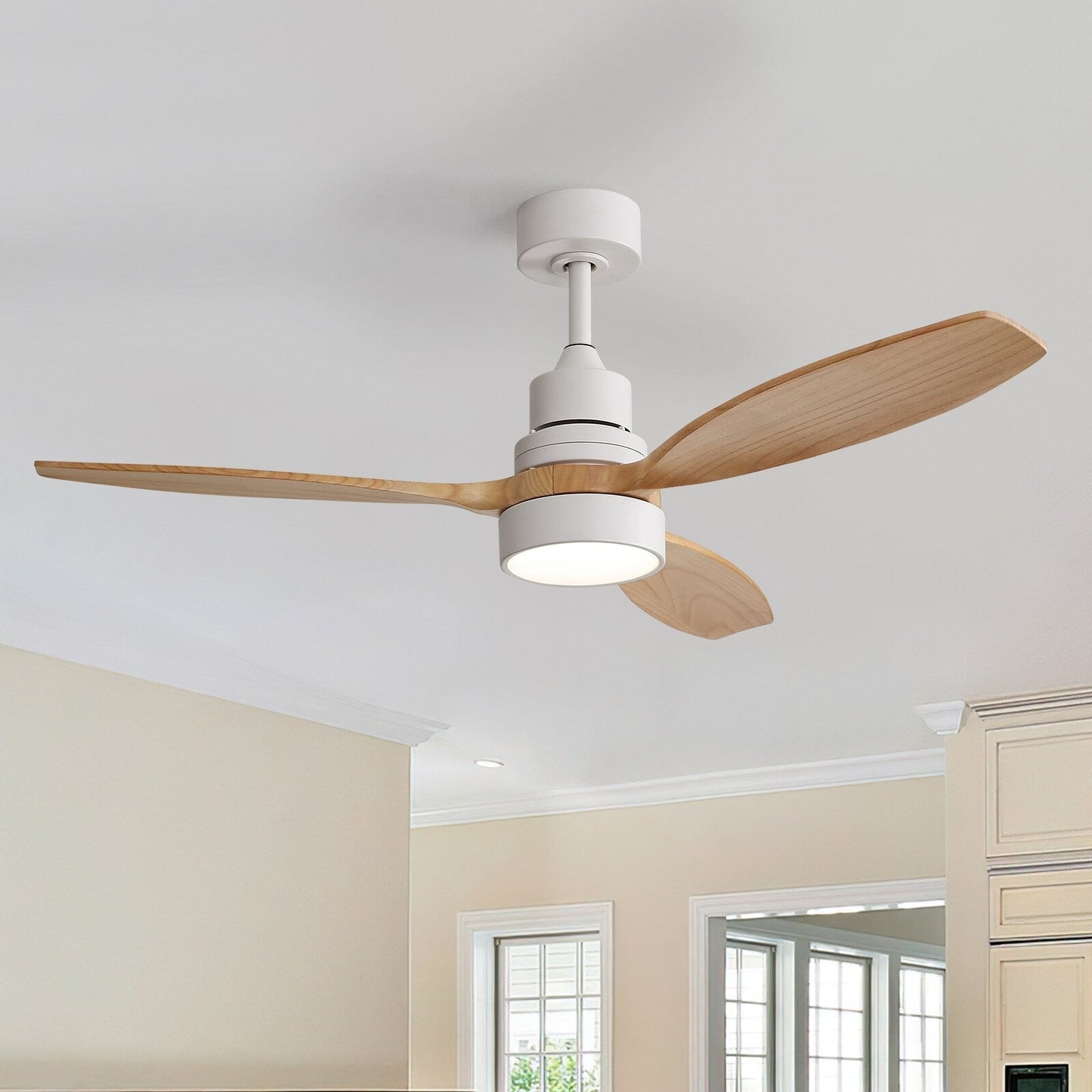 Sofucor 52 Indoor Wood Ceiling Fan Light with Remote, Integrated Light Optional