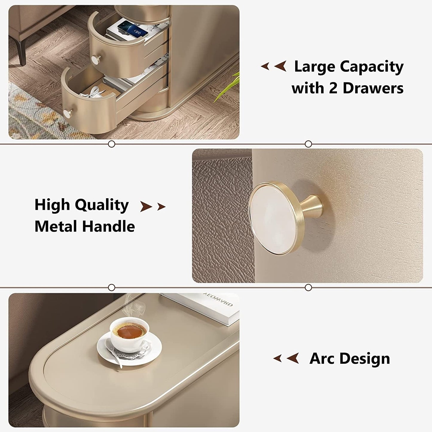 Solid Wood Chairside End Table, Two-Drawer Narrow Side Table Slim