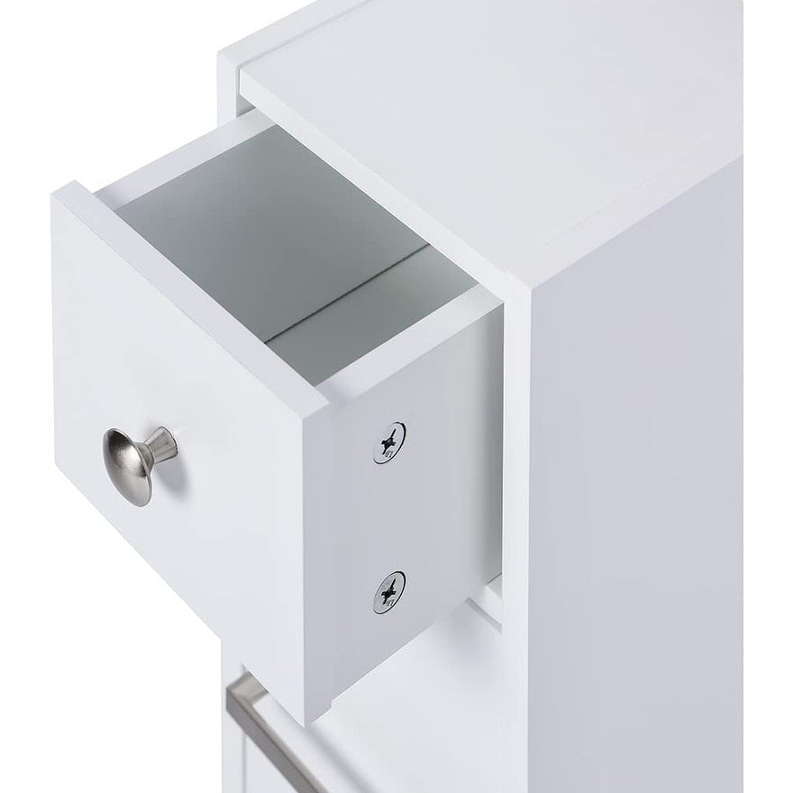 Spirich Home Slim Bathroom Storage Cabinet, Free Standing Toilet Paper Holder, Bathroom Cabinet Slide Out Drawer Storage