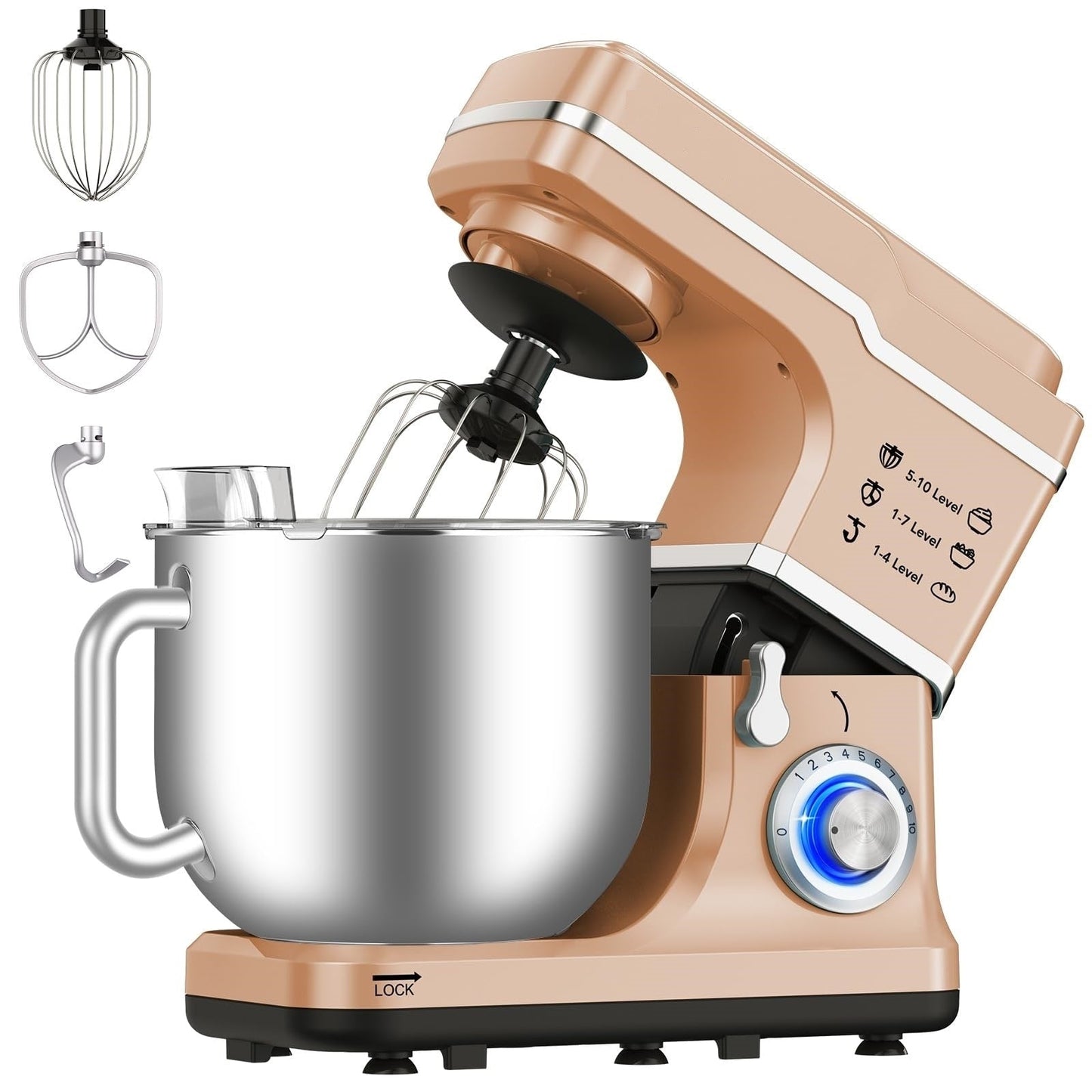Stand Mixer - 7.5QT Capacity, 10-Speed Settings, 660W Motor