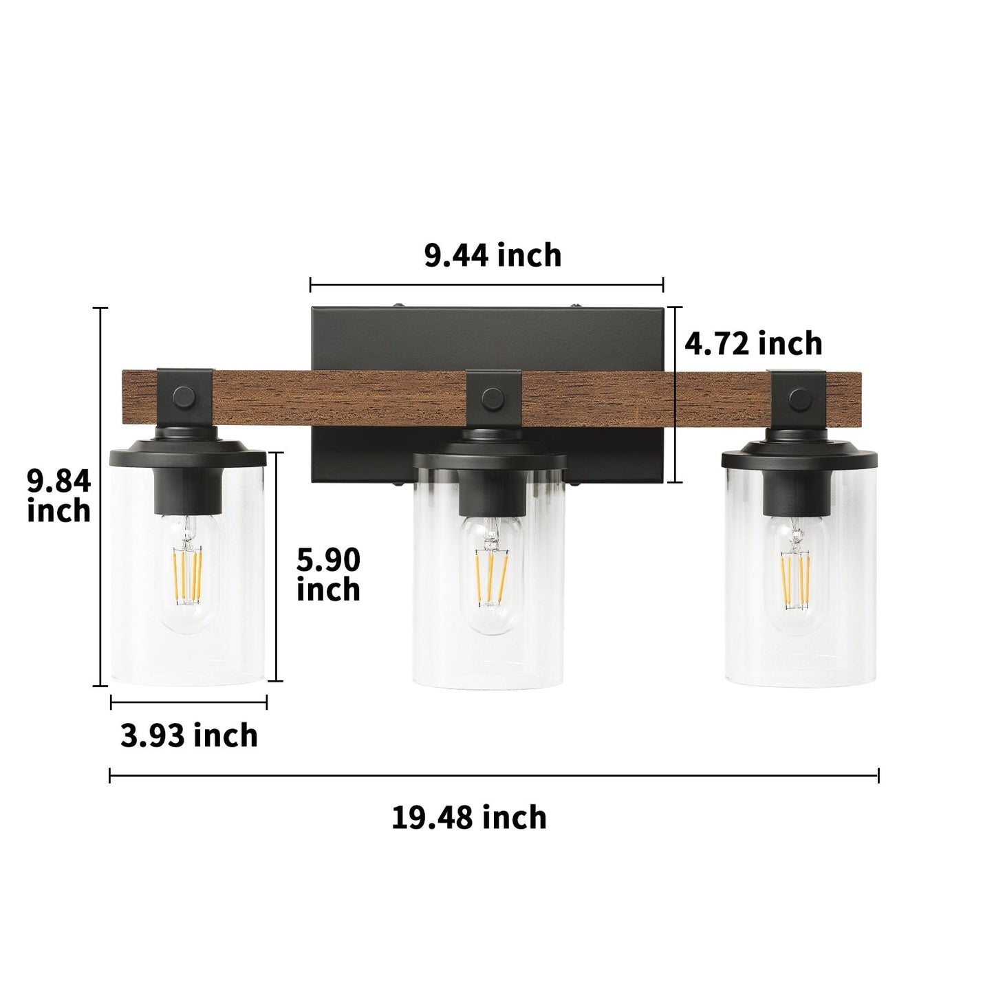 Starsky 2/3/4-Light Modern Farmhouse Dimmable Bathroom Glass Vanity Light with Clear Cylinder Shade