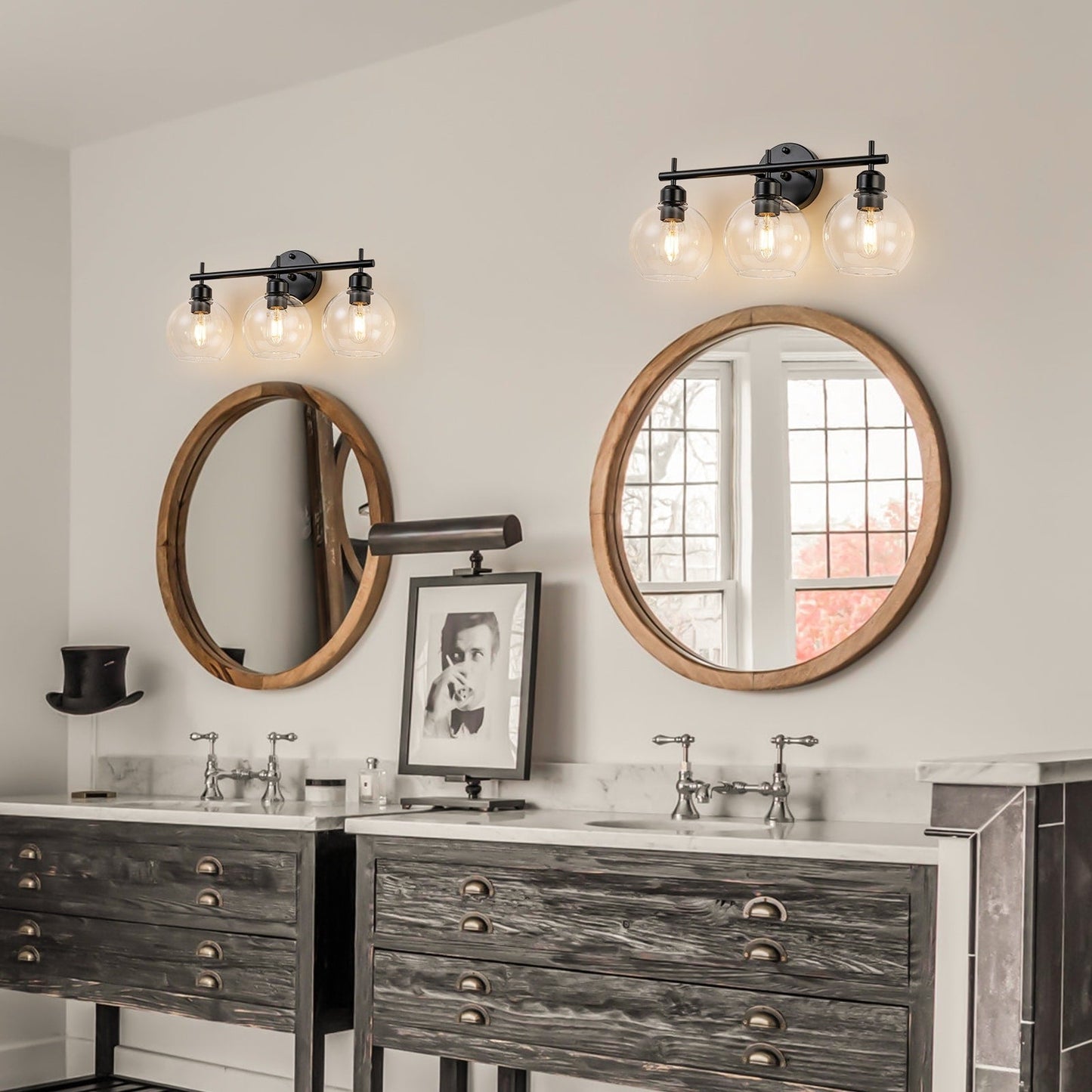 Starsky 4-Lights Modern Dimmable Bathroom Vanity Light with Globe Glass Shade