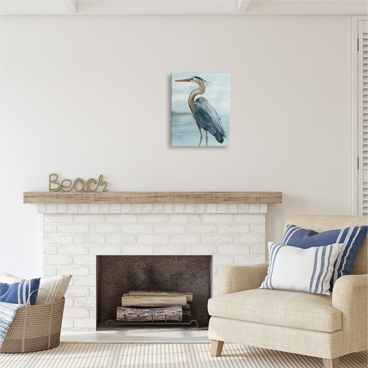 Stupell Heron Bird on Beach Canvas Wall Art Design by Grace Popp