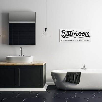 Stupell Seat Yourself Bathroom Sign Minimal Black White Canvas Wall Art