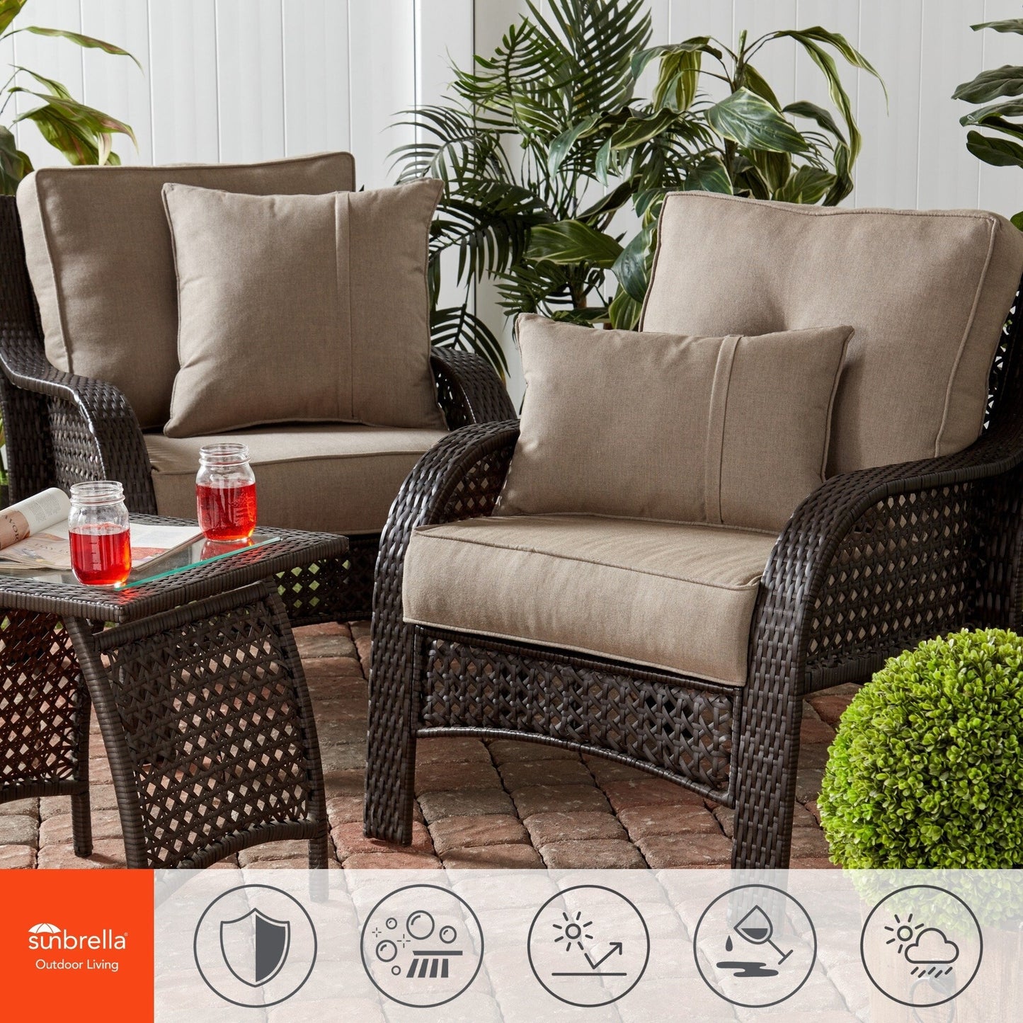 Sunbrella 2-Piece Premium Deep Seat Outdoor Cushion Set